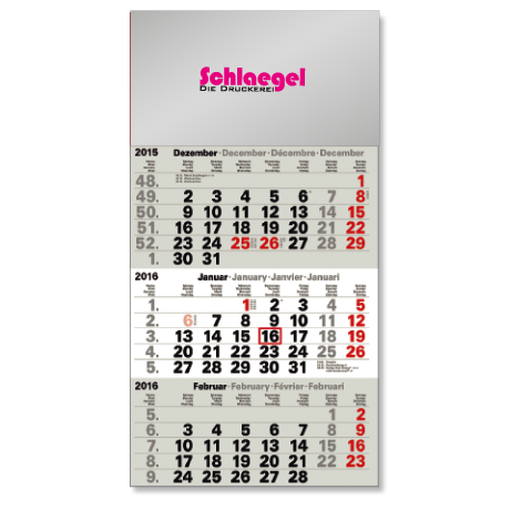 3-Monatskalender für das Folgejahr